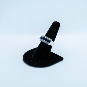 CZ And Blue Rhinestone Ring